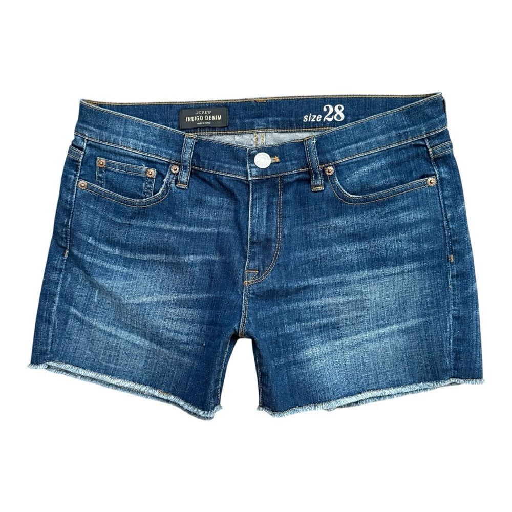 J.Crew Indigo Denim Cutoff Jean Shorts Dark Von Wash Size 28